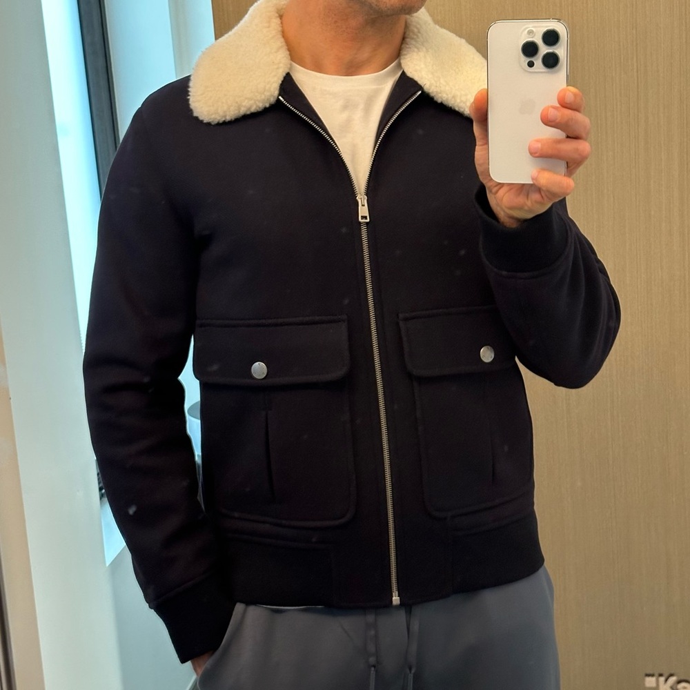 A.P.C. Shearling trimmed bomber jacket